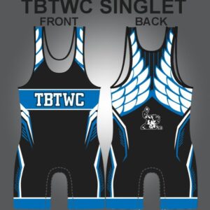 TBTWC black and blue winged singlet front and back manufacturing artwork