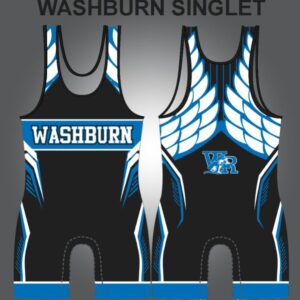 Washburn Rural black and blue winged singlet front and back manufacturing artwork