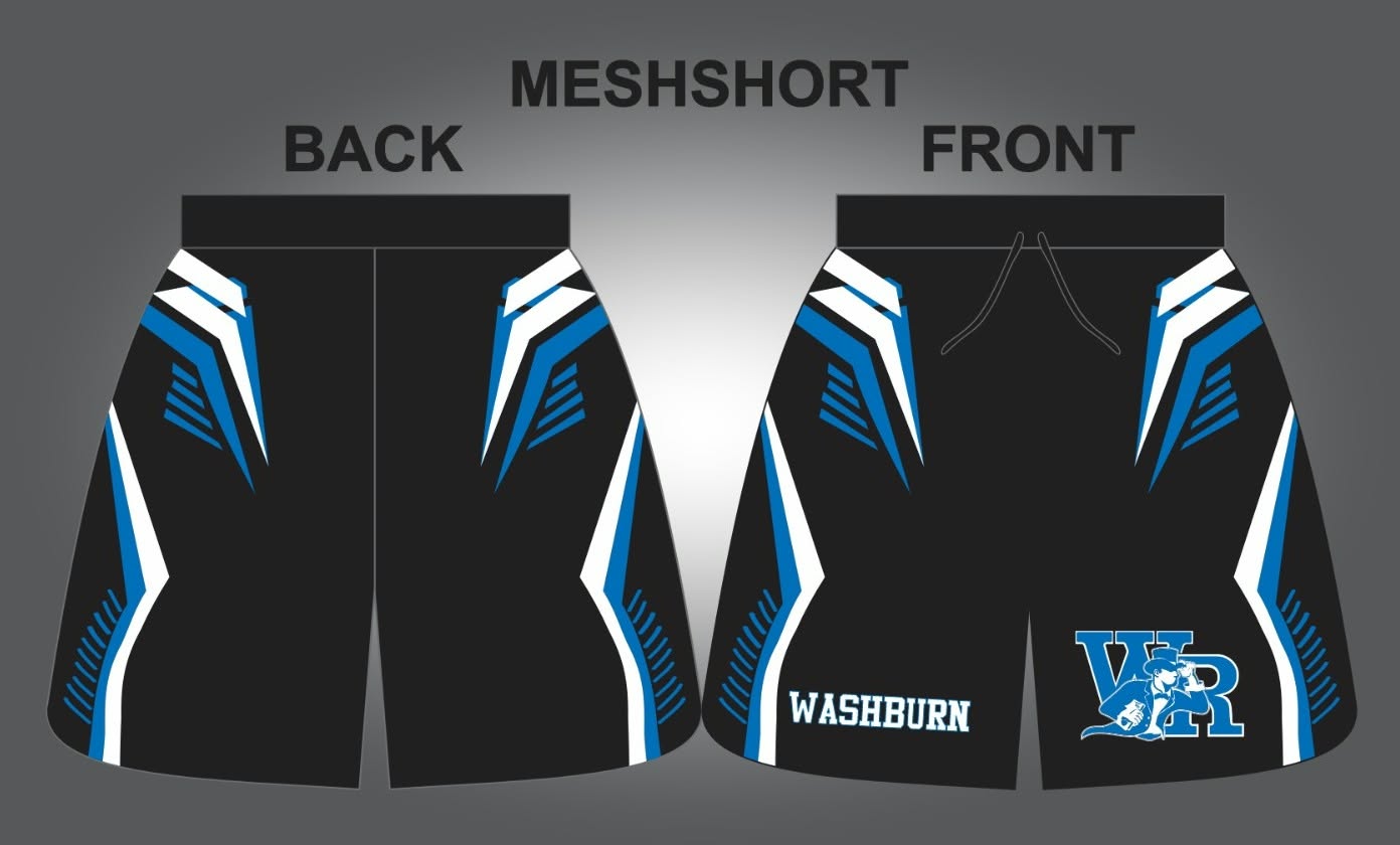WRHS mesh shorts manufacturer artwork front and back