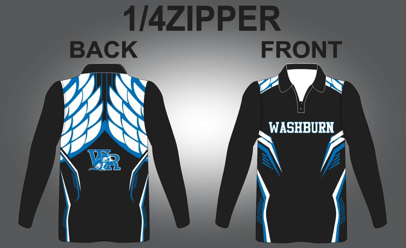 WRHS quarter zip front and back manufacturing artwork