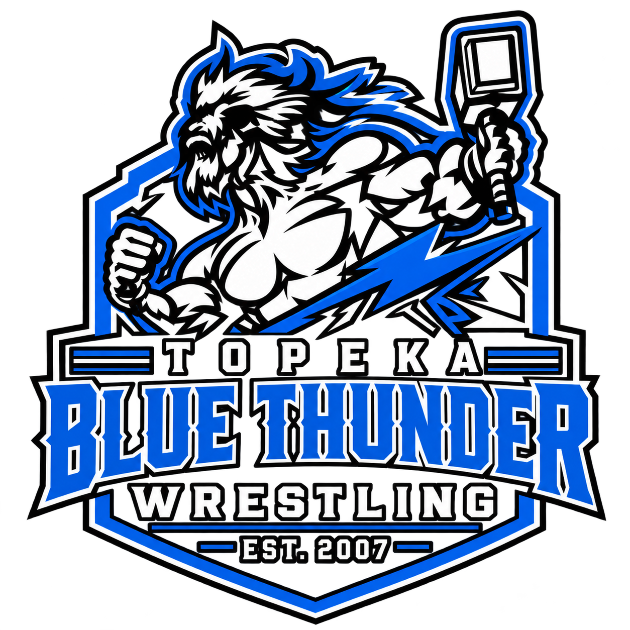 EST. 2007 Crest Topeka Blue Thunder wrestling design
