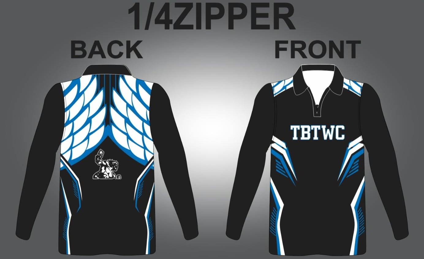 TBTWC quarter zip front and back manufacturing artwork